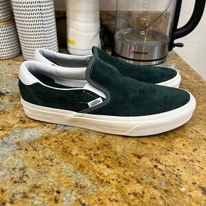 Vans jungle green suede slip on size 9.5